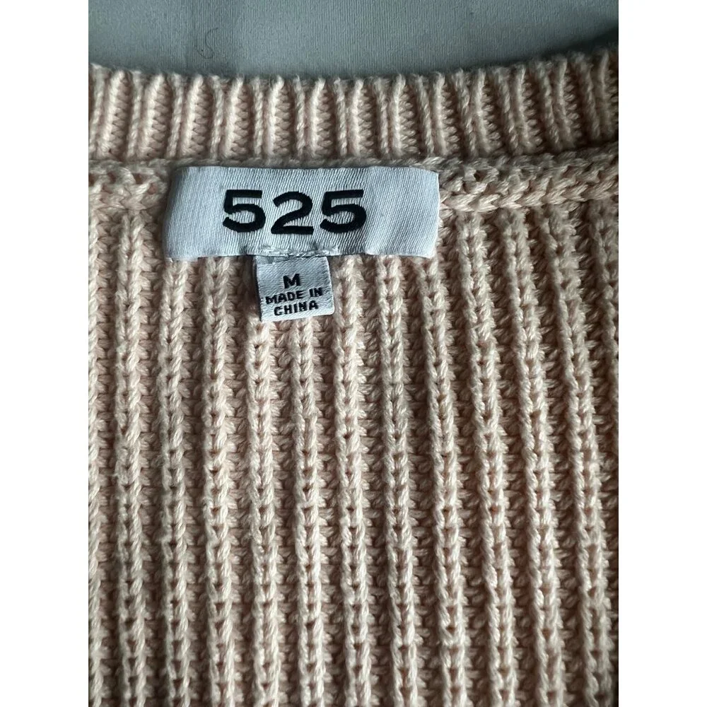 525 America V-Neck Puff Sleeve Knit Sweater Medium Womens Pink - Picture 16 of 17